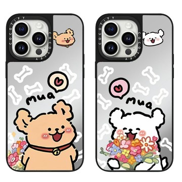 線條小狗手機殼 情侶手機殼 iPhone17Promax手機殼 蘋果15Pro防摔殼i14保護殼i13硬殼i12