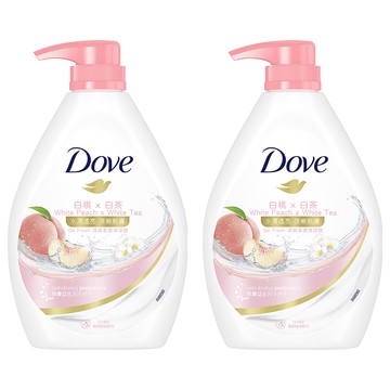 多芬 白桃 x 白茶 水潤透亮 彈嫩肌膚 沐浴露  900g  2瓶
