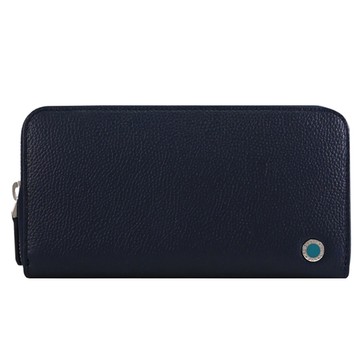 【全新福利品】BVLGARI 寶格麗 292441 圓刻LOGOㄇ字拉鍊長夾.深藍/綠