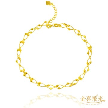 【金喜飛來】黃金手鍊菱形蹦珠(0.77錢±0.03)【快速出貨】