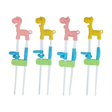 韓國 ANGE 三階成長學習筷-洛克馬(黃/粉)適用於3歲以上幼兒