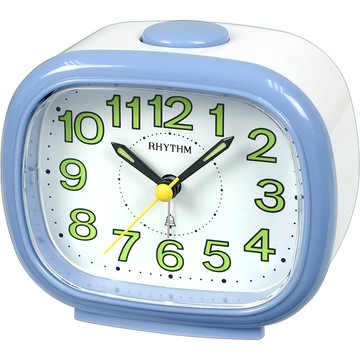 RHYTHM 日本麗聲時計 晨間時光貪睡夜光鬧鐘  天空藍