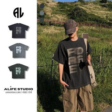 【ALIFE】韓系 高品質 Boxy 水洗 做舊 字母 刷漆 寬短T 3色 寬版 情侶 韓國 百搭 落肩 #7664P