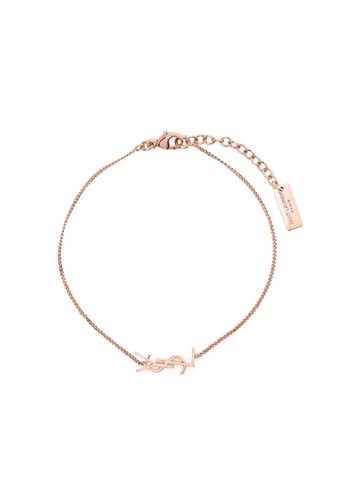 Saint Laurent - logo chain bracelet - women - Brass - L - Gold