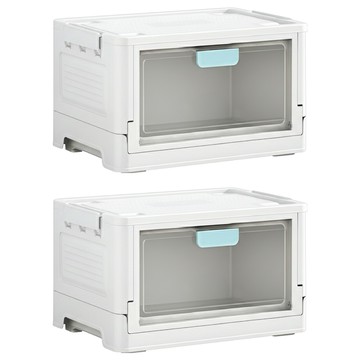 小麥購物 摺疊收納箱 B011 869g  2個  大(37 x 27 x 22cm)  天青藍