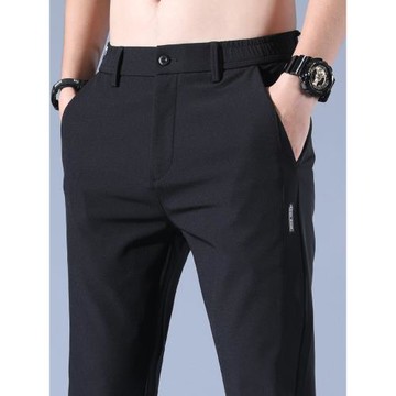 高彈力冰絲休閑褲男款2025新款男直筒商務西褲百搭長褲夏季超薄款