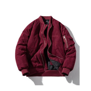 秋冬季復古美式條絨燈芯絨外套加厚棒球棉服男女情侶飛行夾克棉衣