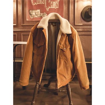 馬登工裝美式復古燈芯絨夾克棉服巴恩風仿羊羔毛外套加厚棉衣男冬
