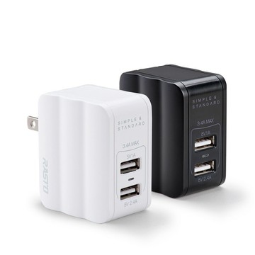 【E-Books中景科技 】 RASTO RB2 雙孔3.4A USB 快速充電器 摺疊旅充頭 雙孔充電器【JC科技】