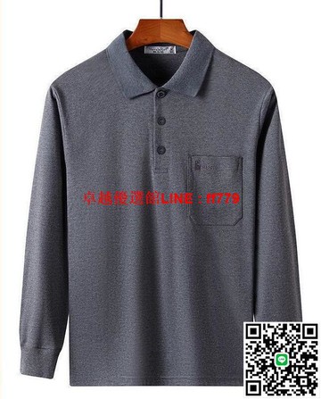 【卓越優選館】純棉加厚中老年長袖polo衫 男翻領爸爸秋裝 寬鬆口袋中年男上衣polo衫 純棉長袖polo衫 真口袋polo衫