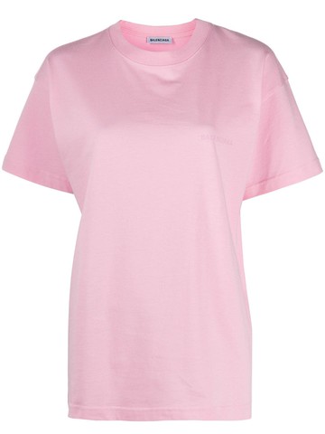 Balenciaga - logo print T-shirt - women - Cotton - XS - Pink