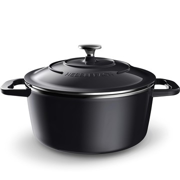 Hesslebach 電磁爐適用不鏽鋼合金鑄鐵鍋 3.5L  1個  24cm  瑪瑙黑 + 內部奶油色