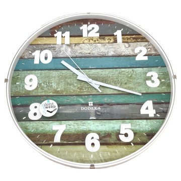 DODEKA 日式和風靜音掛鐘 凸面玻璃 立體數字  藍色