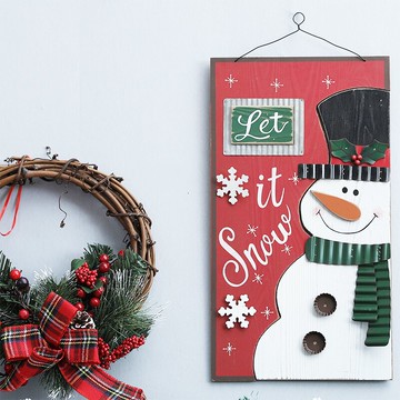 圣誕節創意裝飾品圣誕老人雪人掛牌商場酒吧臥室圣誕掛飾木質吊飾