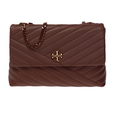 【TORY BURCH】斜紋衍縫翻蓋斜背包-酒紅