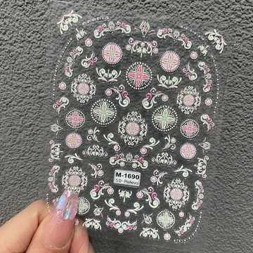 💗台灣出貨💗5D波西米亞民族風美甲貼紙浮雕彩繪印花小圖案雕花背膠指甲貼紙