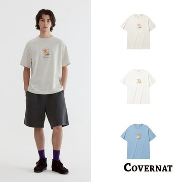 [COVERNAT]25SS 韓國女裝短袖T恤 男圓領大學t 夏季透氣寬鬆休閒t（多色任選）