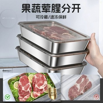現貨【隔日達🚀】【清倉/送蓋】【尺寸25.5*20*5.5】清倉食品級不銹鋼保鮮盒擺攤野餐盒長方形 餃子盤 食物收納