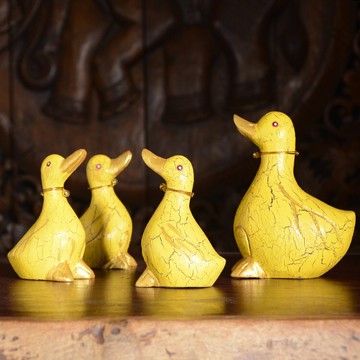 泰國工藝品可愛個性四件套小鴨子擺件泰式家居生活桌面裝飾品1入