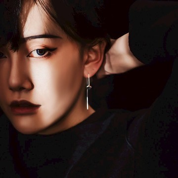 Meteor - 迷途之星系列 隕石純銀長耳環-銀白