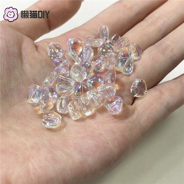 DIY串珠🌈 琉璃桃心8mm愛心玻璃珠直孔手作diy串珠手鍊項鍊耳飾材料配件 串珠diy 手作饰品 diy饰品