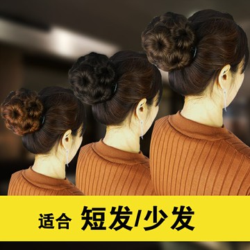 蝶玉戀花苞頭假發盤發器抓夾新娘丸子頭發包頭飾發卡女蓬松九朵花