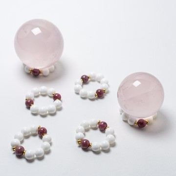 水晶的家 |天然水晶 珠珠球座 手工製 紅碧璽 硨磲 黃銅 底座 水晶球(25mm)