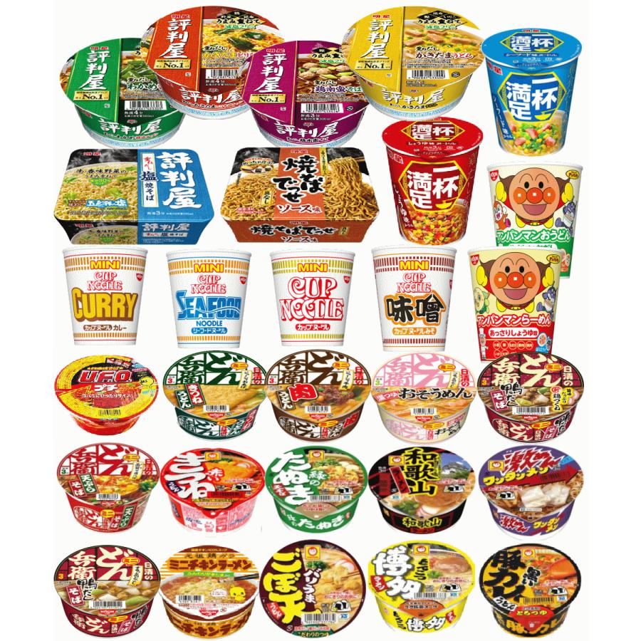 日清食品 東洋水産 サンヨー食品 明星食品など 有名メーカー ミニサイズカップ麺 20種とレギュラーサイズ10種 オールインワン30種セット 関東圏送料無料