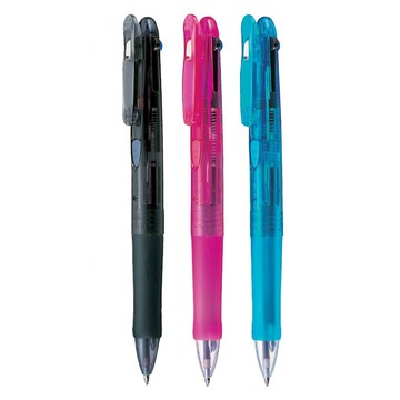 ZEBRA 斑馬牌 4色原子筆組 0.7mm 彈性筆夾 智慧按鈕 環保商品  黑色+粉色+淺藍色  1組