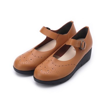 VALENCIA 雕花釦帶厚底鞋 咖 VAL3954 女鞋