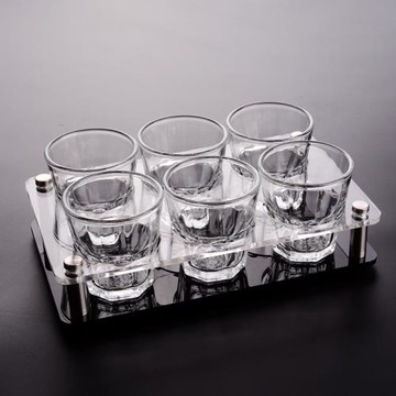 亞克力6孔12孔啤酒杯架子KTV酒吧會所玻璃八角杯洋酒杯威士忌杯托