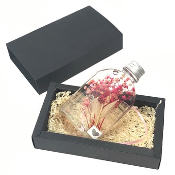 瓶裝浮油花 浮游花 黑色禮盒 玻璃瓶 漂浮植物 乾燥花 永生花 植物 標本 禮物禮品【RC4135】《Jami》
