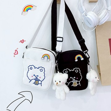 斜挎小包包 女款潮小清新女學生少女百搭手機帆布包【不二雜貨】