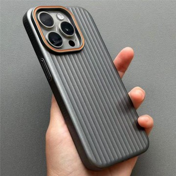金屬漆瓦楞紋適用蘋果16promax手機殼新款磁吸iPhone15Pro超薄磨砂14pm高級plus簡約防滑13光柵12保護套11硬