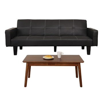 Homelike 喜家居沙發床茶几二件組-胡桃色(2343)