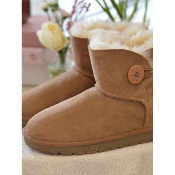 河南桑坡村澳洲羊皮毛一體雪地靴女冬短筒保暖防滑棉鞋基礎款中筒