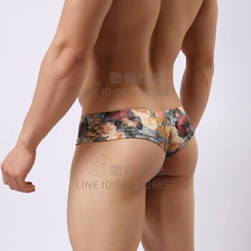 半包臀男士平角內褲豐臀提臀比基尼性感花色短褲頭小三角褲潮【倪醬小鋪】