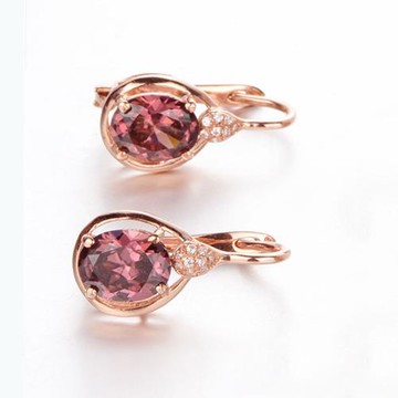 卡瑪莎娜純俄羅斯585紫金鍍14K彩金玫瑰金新品潮流時尚煙色石耳環