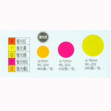 【文具通】華麗牌螢光圓點標籤WL-203Y黃 12mm 432PS M7010232