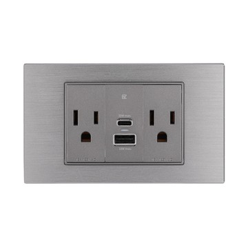 【易智快充】30W USB快充插座面板(AC插座+1/3USB 30W) 金屬亮銀