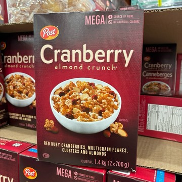 🇨🇦Post 加拿大 好市多代購‼️早餐麥片 Cranberry 蔓越莓 杏仁脆脆 家庭號‼️1.4公斤 大盒裝‼️