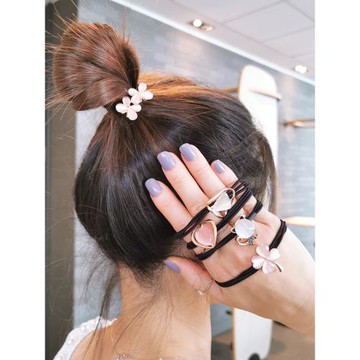 韓版鏤空幾何仿水晶貓眼石發圈頭繩女網紅百搭氣質發繩扎頭發皮筋