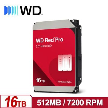 WD 紅標Pro 16TB 3.5吋NAS硬碟 WD161KFGX