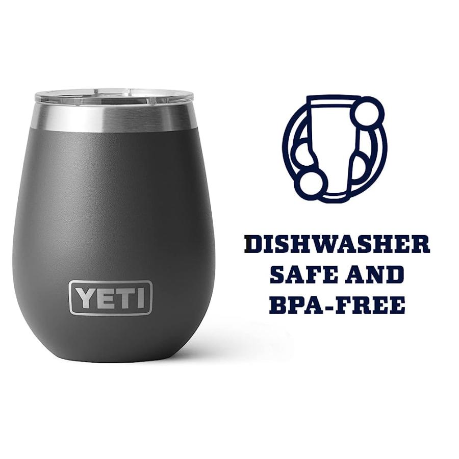 YETI RAMBLER 10 OZ WINE TUMBLER, VACUUM INSULATED, STAINLESS STEEL WITH MAGSLIDER LID, CHARCOAL