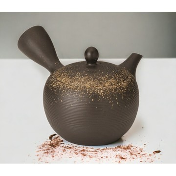 現貨 日本製富仙作日式手工側把陶瓷茶壺千層金吹 370cc 常華燒｜泡茶壺 陶瓷茶壺 日本茶壺 茶具 茶壺 日本進口