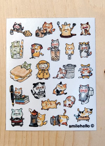 貼紙/和紙貼紙/手帳貼紙 貓咪生活起居I