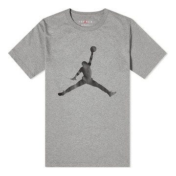 Men's Air Jordan Chest Large Logo Printing Round Neck Cotton Short Sleeve Gray T-Shirt