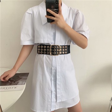 歐美彈力松緊腰帶女寬配飾外搭裝飾連衣裙外套收腰時尚百搭腰封寬