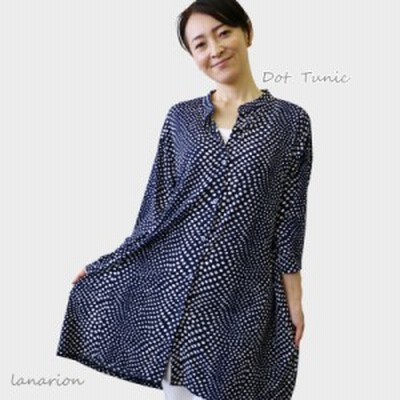 春夏コーデ ヘンリーネックで涼しげ 水玉チュニック 40代 50代ファッション 60代ファッション 70代 80代ミセスファッション レ 通販 Lineポイント最大get Lineショッピング