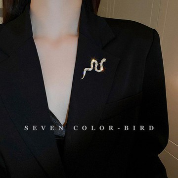 免運🦄鑲蛇形胸針女士2026本命年新款輕奢高級感個性西裝衣服別針配飾防走光 胸針 領口別針 優雅風針釦別針 領針 時尚